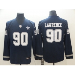 Men Dallas Cowboys 90 Demarcus Lawrence Navy Therma Long Sleeve Limited Jersey