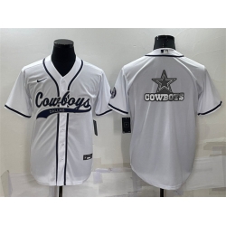 Men Dallas Cowboys White Team Big Logo With Patch Cool Base Stitched Baseb