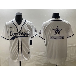 Men Dallas Cowboys White Team Big Logo With Patch Cool Base Stitched Baseball Jersey