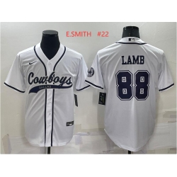 Men's Dallas Cowboys #22 Emmitt Smith White Stitched Cool Base Nike Baseball Jersey