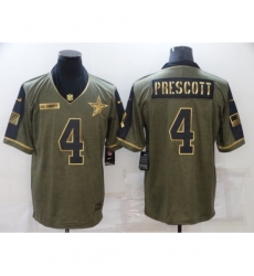 Men's Dallas Cowboys #4 Dak Prescott Gold 2021 Salute To Service Limited Player Jersey