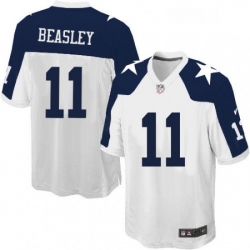 Mens Nike Dallas Cowboys 11 Cole Beasley Game White Throwback Alternate NFL Jersey