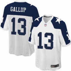 Mens Nike Dallas Cowboys 13 Michael Gallup Game White Throwback Alternate NFL Jersey