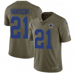 Mens Nike Dallas Cowboys 21 Deion Sanders Limited Olive 2017 Salute to Service NFL Jersey