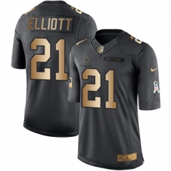 Mens Nike Dallas Cowboys 21 Ezekiel Elliott Limited BlackGold Salute to Service NFL Jersey