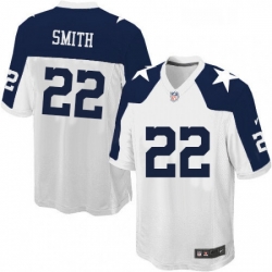 Mens Nike Dallas Cowboys 22 Emmitt Smith Game White Throwback Alternate NFL Jersey