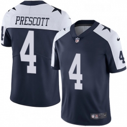 Mens Nike Dallas Cowboys 4 Dak Prescott Navy Blue Throwback Alternate Vapor Untouchable Limited Player NFL Jersey