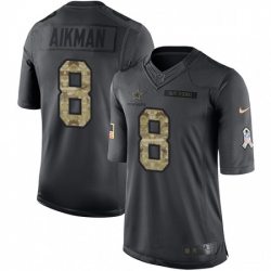 Mens Nike Dallas Cowboys 8 Troy Aikman Limited Black 2016 Salute to Service NFL Jersey