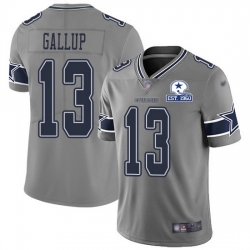 Nike Cowboys 13 Michael Gallup Gray Men Stitched With Established In 1960 Patch NFL Limited Inverted Legend Jersey