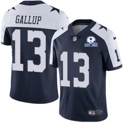 Nike Cowboys 13 Michael Gallup Navy Blue Thanksgiving Men Stitched With Established In 1960 Patch NFL Vapor Untouchable Limited Throwback Jersey