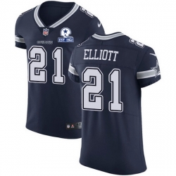 Nike Cowboys 21 Ezekiel Elliott Navy Blue Team Color Men Stitched With Established In 1960 Patch NFL Vapor Untouchable Elite Jersey