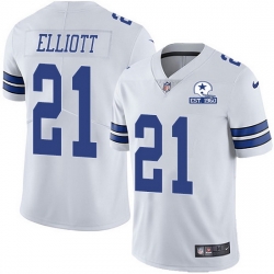 Nike Cowboys 21 Ezekiel Elliott White Men Stitched With Established In 1960 Patch NFL Vapor Untouchable Limited Jersey