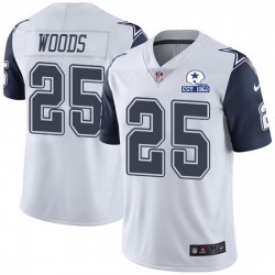 Nike Cowboys 25 Xavier Woods White Men Stitched With Established In 1960 Patch NFL Limited Rush Jersey