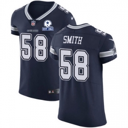 Nike Cowboys 58 Aldon Smith Navy Blue Team Color Men Stitched With Established In 1960 Patch NFL Vapor Untouchable Elite Jersey