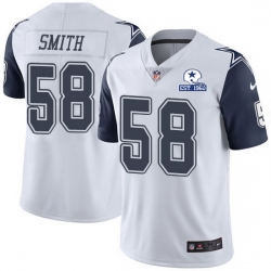 Nike Cowboys 58 Aldon Smith White Men Stitched With Established In 1960 Patch NFL Limited Rush Jersey