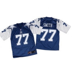 Nike Cowboys #77 Tyron Smith Navy BlueWhite Throwback Mens Stitched NFL Elite Jersey