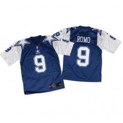 Nike Cowboys #9 Tony Romo Navy BlueWhite Throwback Mens Stitched NFL Elite Jersey