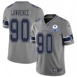 Nike Cowboys 90 DeMarcus Lawrence Gray Men Stitched With Established In 1960 Patch NFL Limited Inverted Legend Jersey