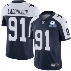 Nike Cowboys 91 L P  Ladouceur Navy Blue Thanksgiving Men Stitched With Established In 1960 Patch NFL Vapor Untouchable Limited Throwback Jersey