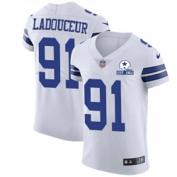 Nike Cowboys 91 L P  Ladouceur White Men Stitched With Established In 1960 Patch NFL New Elite Jersey