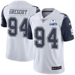 Nike Cowboys 94 Randy Gregory White Men Stitched With Established In 1960 Patch NFL Limited Rush Jersey