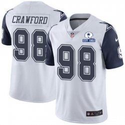 Nike Cowboys 98 Tyrone Crawford White Men Stitched With Established In 1960 Patch NFL Limited Rush Jersey