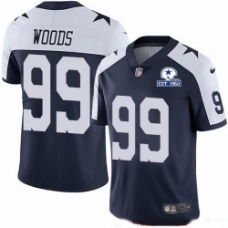 Nike Cowboys 99 Antwaun Woods Navy Blue Thanksgiving Men Stitched With Established In 1960 Patch NFL Vapor Untouchable Limited Throwback Jersey