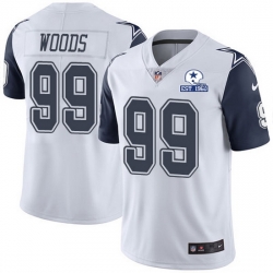 Nike Cowboys 99 Antwaun Woods White Men Stitched With Established In 1960 Patch NFL Limited Rush Jersey