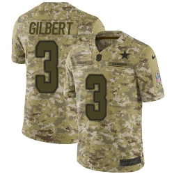 Nike Dallas Cowboys 3 Garrett Gilbert Camo Men Stitched NFL Limited 2018 Salute To Service Jersey