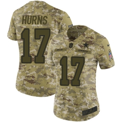 Nike Cowboys #17 Allen Hurns Camo Women Stitched NFL Limited 2018 Salute to Service Jersey