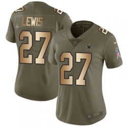 Nike Cowboys #27 Jourdan Lewis Olive Gold Womens 2017 Salute to Service NFL Limited Jersey