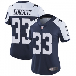 Nike Cowboys #33 Tony Dorsett Navy Blue Thanksgiving Womens Stitched NFL Vapor Untouchable Limited Throwback Jersey