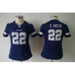 Women Nike Dallas Cowboys 22 E.SMITH Blue Jerseys