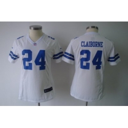 Women Nike Dallas Cowboys 24# Claiborne Authentic White Jersey