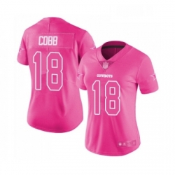 Womens Dallas Cowboys 18 Randall Cobb Limited Pink Rush Fashion Football Jersey