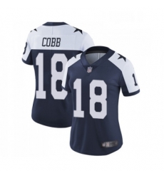 Womens Dallas Cowboys 18 Randall Cobb Navy Blue Throwback Alternate Vapor Untouchable Limited Player Football Jersey