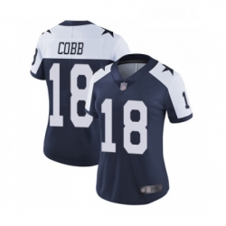 Womens Dallas Cowboys 18 Randall Cobb Navy Blue Throwback Alternate Vapor Untouchable Limited Player Football Jersey