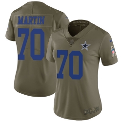 Womens Nike Cowboys #70 Zack Martin Olive  Stitched NFL Limited 2017 Salute to Service Jersey