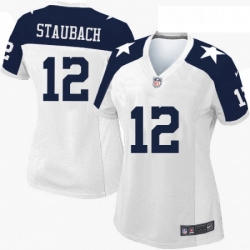 Womens Nike Dallas Cowboys 12 Roger Staubach Limited White Throwback Alternate NFL Jersey