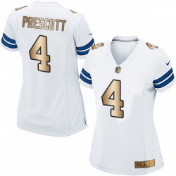 Womens Nike Dallas Cowboys 4 Dak Prescott Elite WhiteGold NFL Jersey