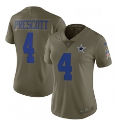 Womens Nike Dallas Cowboys 4 Dak Prescott Limited Olive 2017 Salute to Service NFL Jersey