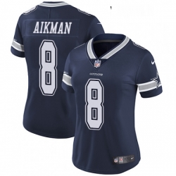 Womens Nike Dallas Cowboys 8 Troy Aikman Navy Blue Team Color Vapor Untouchable Limited Player NFL Jersey