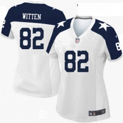 Womens Nike Dallas Cowboys 82 Jason Witten Elite White Throwback Alternate NFL Jersey