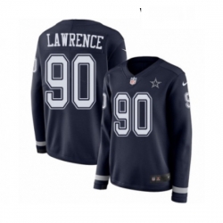 Womens Nike Dallas Cowboys 90 Demarcus Lawrence Limited Navy Blue Therma Long Sleeve NFL Jersey