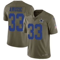 Youth Nike Cowboys #33 Chidobe Awuzie Olive Stitched NFL Limited 2017 Salute to Service Jersey