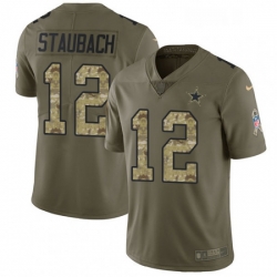 Youth Nike Dallas Cowboys 12 Roger Staubach Limited OliveCamo 2017 Salute to Service NFL Jersey