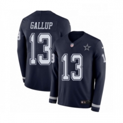 Youth Nike Dallas Cowboys 13 Michael Gallup Limited Navy Blue Therma Long Sleeve NFL Jersey