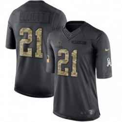 Youth Nike Dallas Cowboys 21 Ezekiel Elliott Limited Black 2016 Salute to Service NFL Jersey