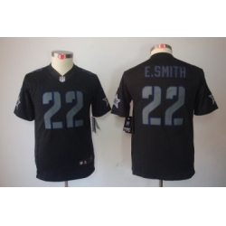 Youth Nike Dallas Cowboys 22# E.SMITH Black Jerseys[Impact Limited]