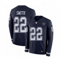 Youth Nike Dallas Cowboys 22 Emmitt Smith Limited Navy Blue Therma Long Sleeve NFL Jersey